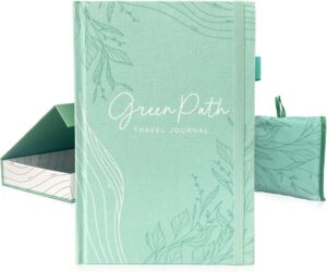 Eco-Friendly Travel Journal Gift Set – Linen Hardcover Notebook, 190 Pages (120 GSM), 6x9 in, Gift Box & Reusable Bag – Green Gift for Travelers Brand: FROXSANA