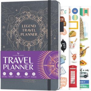 Legend Travel Planner – Vacation Itinerary Organizer for Solo Travel & Couples – Travelling Journal for Women & Men – Traveling Log with Expense Tracker & Packing List – Hardcover (Mystic Gray) Visit the Legend Planner Store