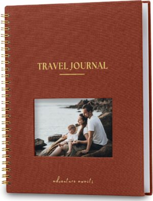 Nook Theory Personalized Travel Journal for Women, Men - Linen Travelers Notebook, Adventure Book with Prompts, Perfect for Travel Gifts (Burnt Orange) Visit the Nook Theory Store